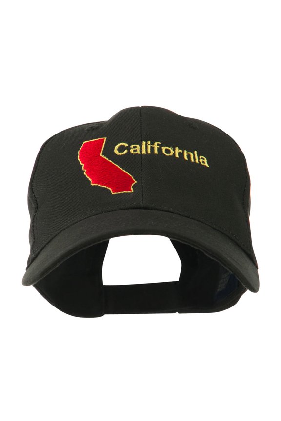 California Image with Wording Embroidered Cap - Black OSFM