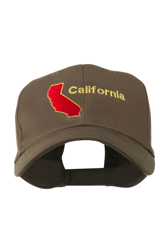 California Image with Wording Embroidered Cap - Brown OSFM