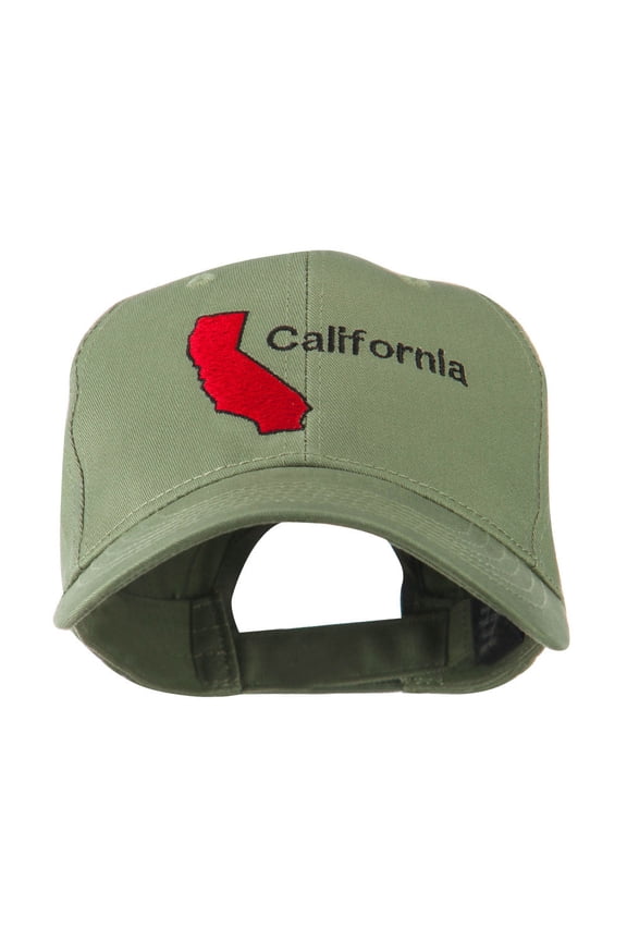 California Image with Wording Embroidered Cap - Olive OSFM