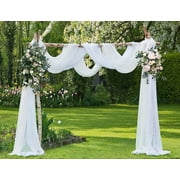 Wedding Arch Draping Fabric Bundle Has 2 216 Inch 18 Feet Scarves in Beige & White Fabric Colors for Wedding Decoration. AD White & Beige 216