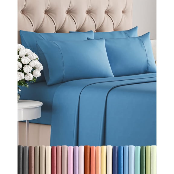 California King 20 - Denim Blue 6 Piece Sheet Set