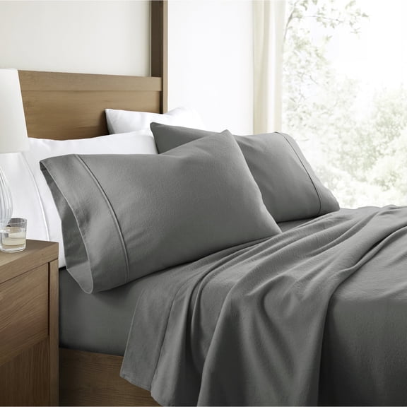 100% Cotton Flannel Bed Sheets Set for Cal King Size Bedding in Gray by Comfort Canopy