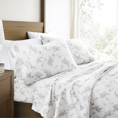 100% Cotton Flannel Bed Sheets Set for Cal King Size Bedding in Sylvan Rose Gray by Comfort Canopy