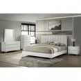 thumbnail image 1 of California King 5pc Modern Bedroom Set, Lacquer Wood Bed, Nightstand, Dresser Mirror and Chest, White/Silver, 1 of 10