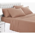 thumbnail image 1 of California King 6 PC Bed Sheet Set - 600 Thread Count Egyptian Cotton 6 Piece (Sheet Set & Extra Pillow Cases) Cal-King Size Fit Up 15" Inch to 18" Inch Deep Pocket Taupe Solid Color, 1 of 4