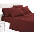 thumbnail image 1 of California King 6 PC Bed Sheet Set - 600 Thread Count Egyptian Cotton 6 Piece (Sheet Set & Extra Pillow Cases) Cal-King Size Fit Up 15" Inch to 18" Inch Deep Pocket Burgundy Solid Color, 1 of 4