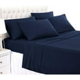 thumbnail image 1 of California King 6 PC Bed Sheet Set - 600 Thread Count Egyptian Cotton 6 Piece (Sheet Set & Extra Pillow Cases) Cal-King Size Fit Up 9" Inch to 12" Inch Deep Pocket Navy Blue Solid Color, 1 of 4