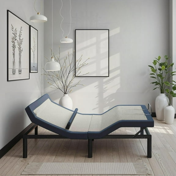 California King Adjustable Bed Base with Head/Foot Tilt, Lumbar Position Adjustment & 2 USB Charging Ports Under Bed