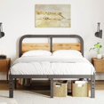 California King Bed Frame 14 Inch Rustic Wood Headboard, Heavy Duty