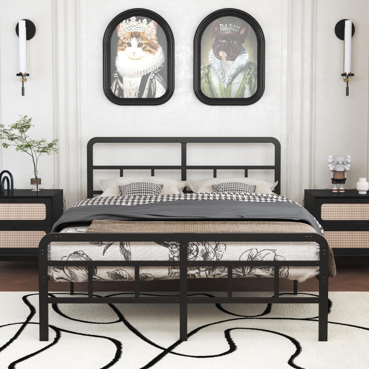 California King Bed Frame with Headboard and Footboard 14 Inch
