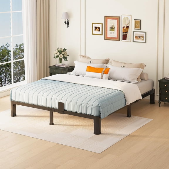 California King Bed Frame with Round Corner Legs, Low Profile Heavy Duty Metal Platform, Steel Slat Support, No Box Spring Needed, Easy Assembly, Noise Free