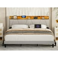 Queen Bed Frame with Storage Headboard, Upholstered Queen Platform Bed