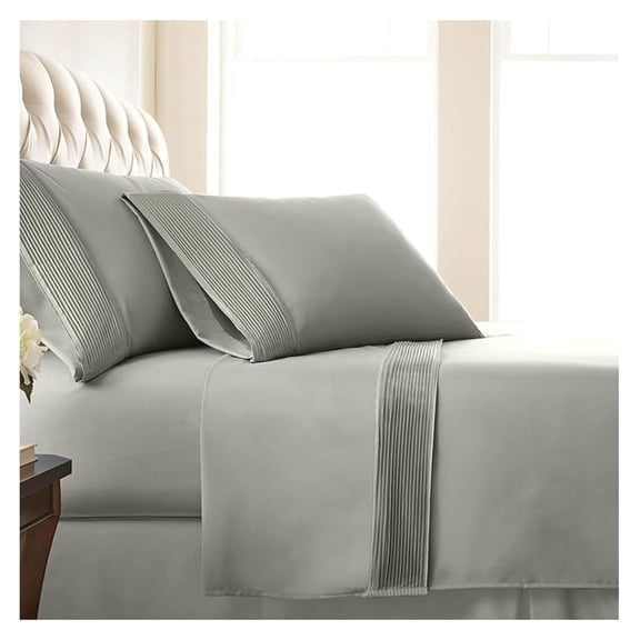 California King Bed Sheets 4-Piece Set | 21" Extra Deep Pocket, 2 Pillowcases | Hotel Luxury Quality | Easy Care, Wrinkle-Free Bedsheet | Microfiber Bedsheets | Steel Grey
