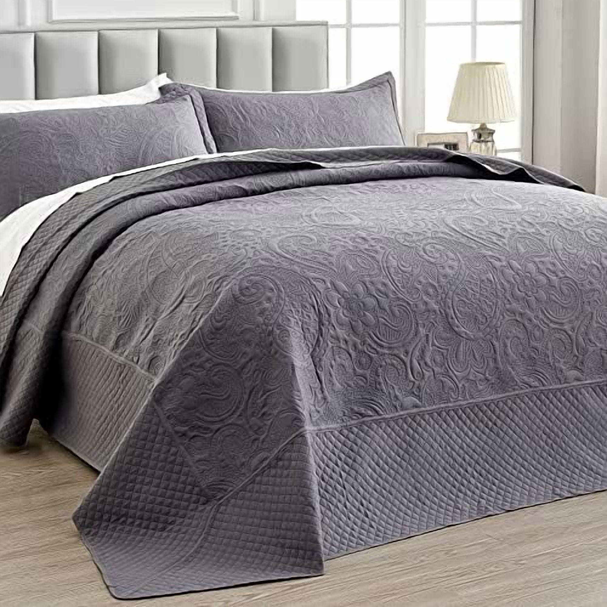 California King Bedspreads 128x120, Soft Microfiber Ultrasonic ...
