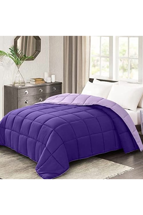 California King Comforter - Purple Duvet Insert Down Alternative Bed Comforter, Lightweight Bedding Comforters Cal King Size Quilted Soft All Season Reversible Plum/Light Purple