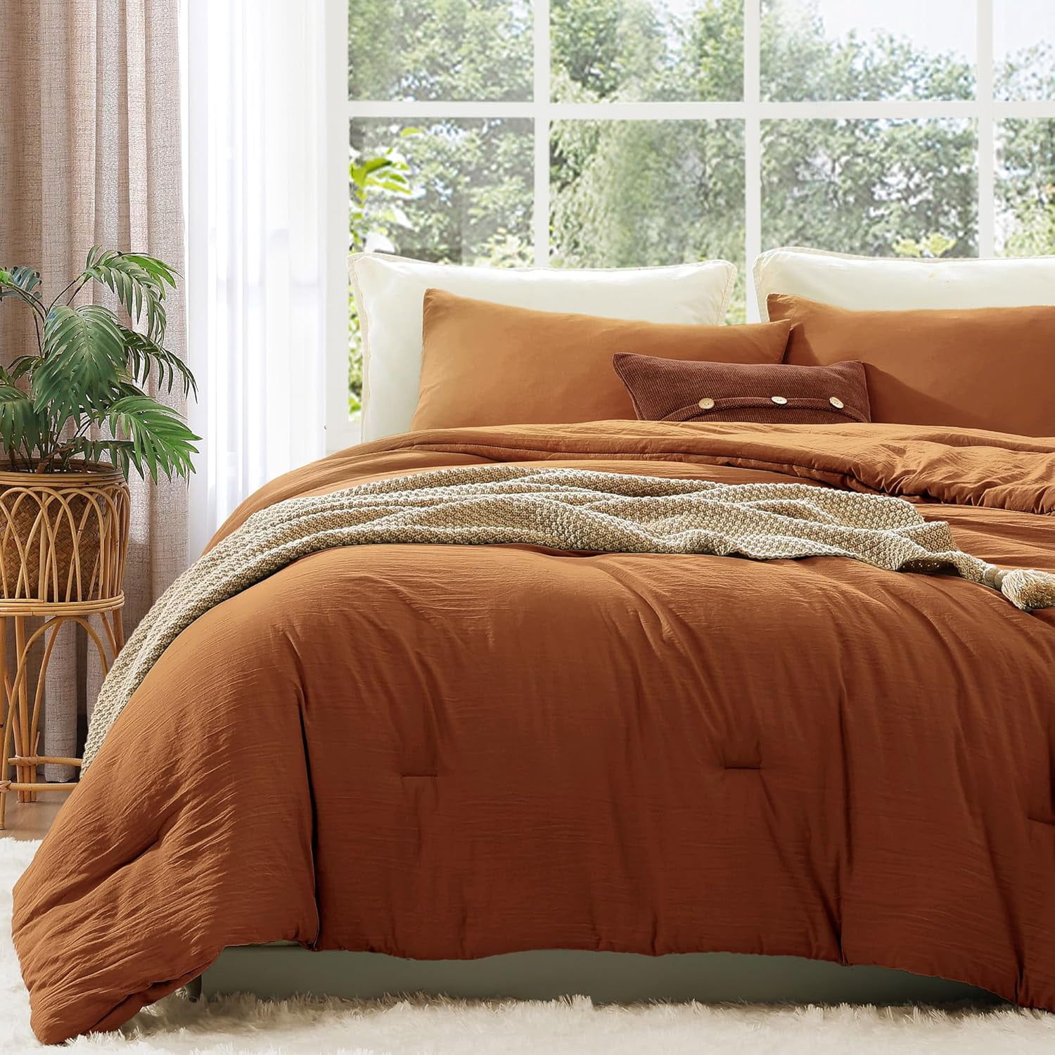 California King Comforter Set - 3 Pieces Prewashed Light Oatmeal ...