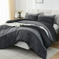 thumbnail image 1 of California King Comforter Set Black White Grey - 3 Pieces Cal King Oversized Lightweight Colorblock Stripe Bedding Set (104x96In, 2 Pillowcases), 1 of 15