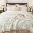 thumbnail image 1 of California King Comforter Set Ivory - 3 Pieces Cal King Boho Ivory Lightweight Bedding Comforter Sets, Oversized All Season Soft Bed Set (104x96In Comforter & 2 Pillowcases), 1 of 8