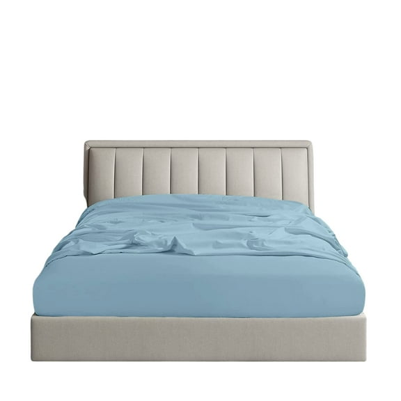 California King Fitted Sheet Only - Hotel Quality Fitted Sheet - Ultra Soft & Breathable - 100% Giza Cotton - Cooling Fitted Sheets for Cal King Size Bed (Light Blue)