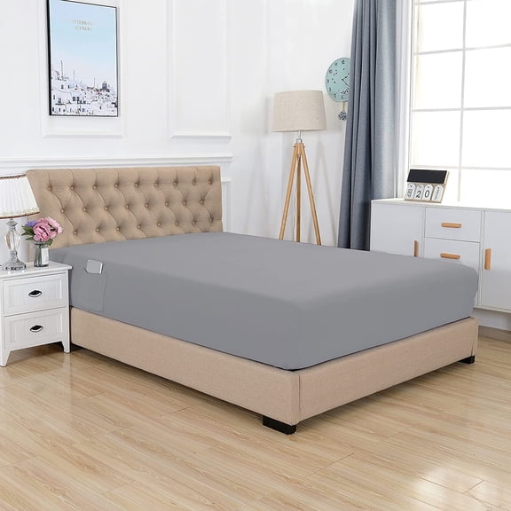 California King Fitted Sheet with Smart Storage Pockets, Extra Deep 18-21 Inch Pocket, Ultra-Soft Wrinkle-Free Microfiber, Elastic Straps - California King Silver