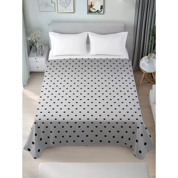 California King Flat Sheet Only Polka Dot Seamless Soft Microfiber Cooling Bedding Sheets Gradient Gray Background Flat Bed Sheet for Hotel,Home Decor