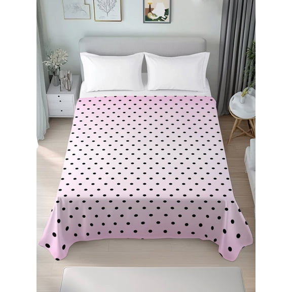 California King Flat Sheet Only Polka Dot Seamless Soft Microfiber Cooling Bedding Sheets Gradient Pink Background Flat Bed Sheet for Hotel,Home Decor