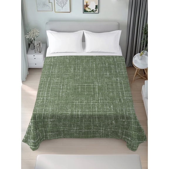 California King Flat Sheet Only Retro Sage Green Linen Texture Soft Microfiber Cooling Bedding Sheets Rustic Burlap Flat Bed Sheet for Hotel,Home Decor