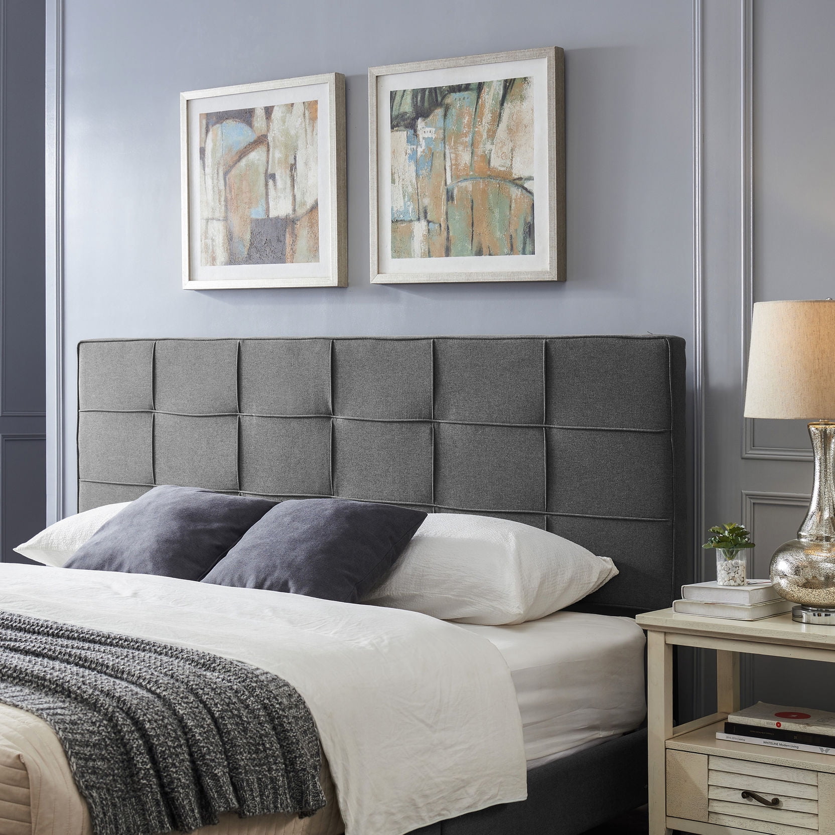California King Headboard, Contemporary Design, Fabric / Piped Edges ...