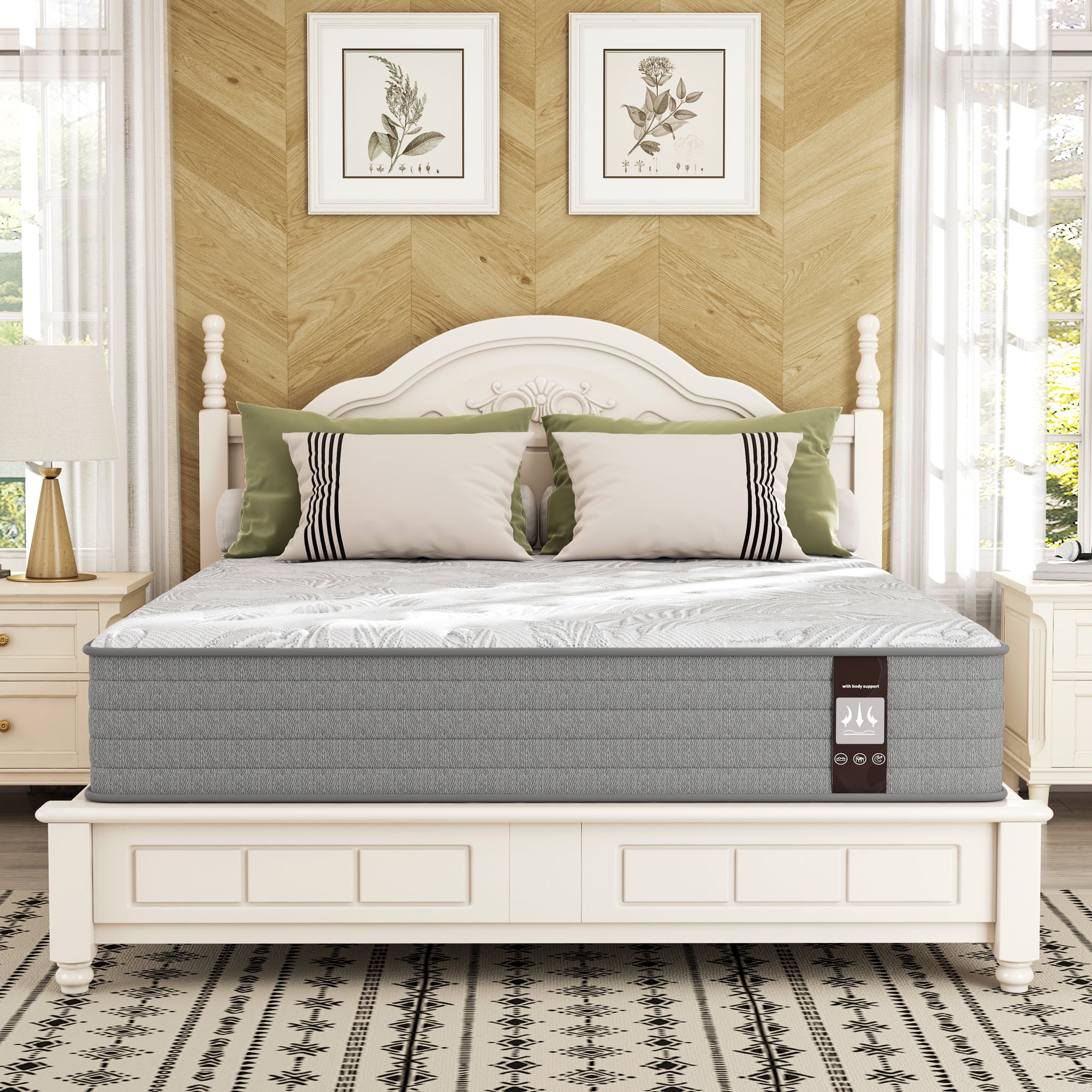 California King Mattress, KOW 12 inch California King Size Gel Innerspring Memory Foam Hybrid Mattress in a Box ,Medium Adult