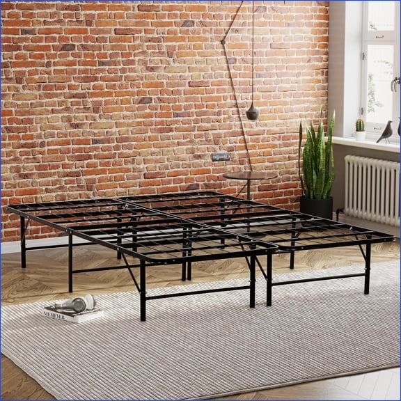 California King Metal Platform Bed Frame - No Box Spring Needed, Ample Underbed Storage, Black for Bedroom