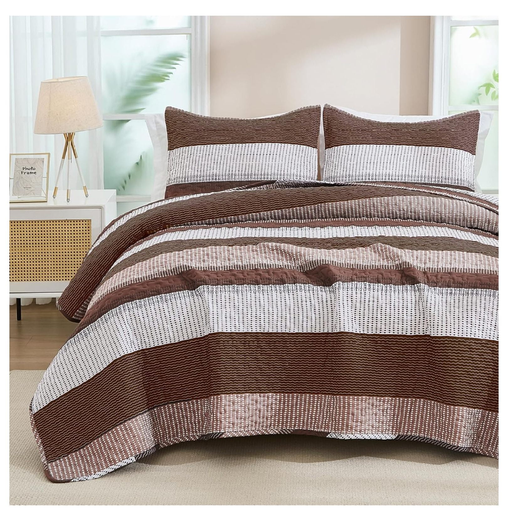 California King Quilt Set Brown Lightweight Soft Quilt Cal King