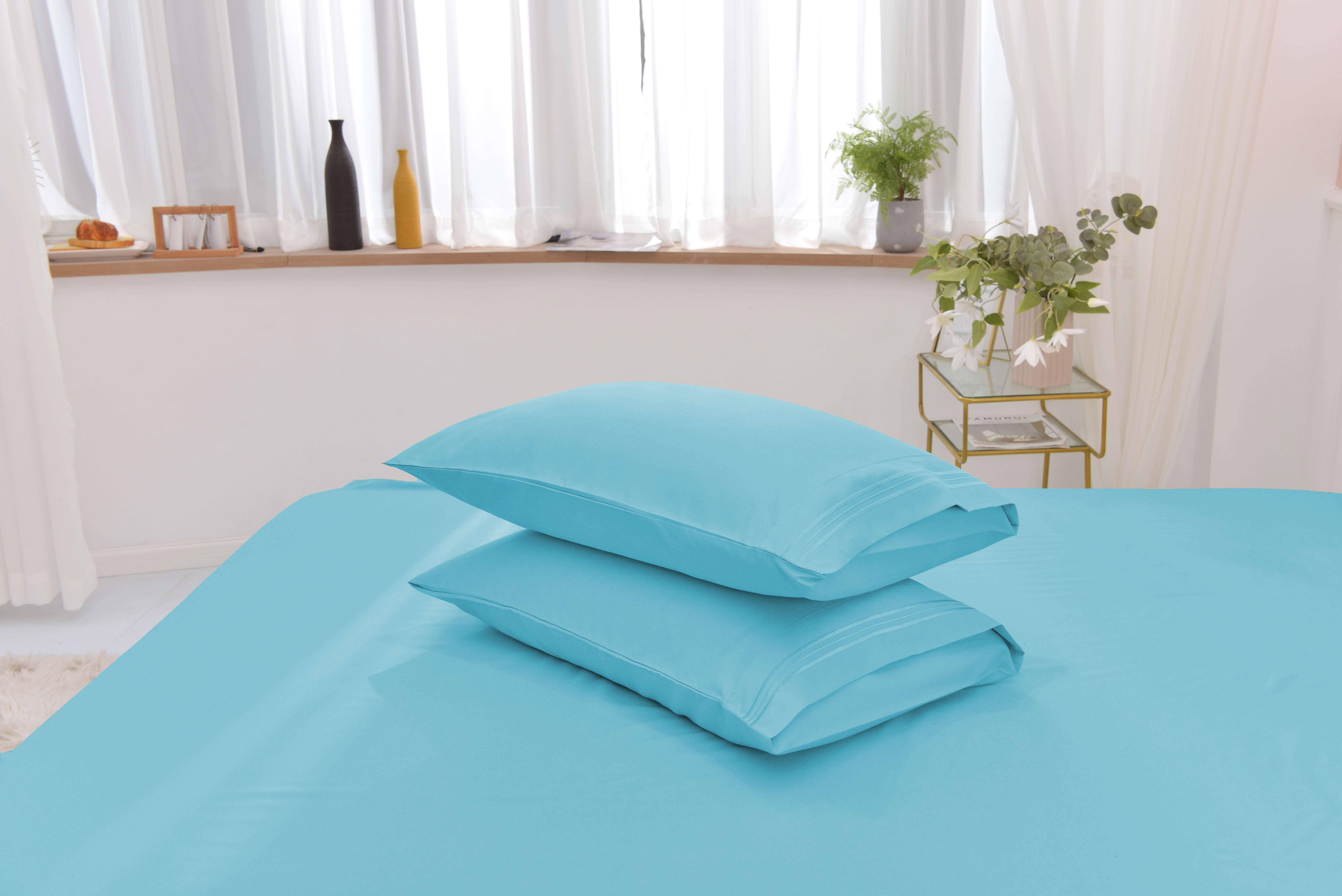 California King Rayon Made From Bamboo Sheet Set - Softer Than Cotton King Size - Wrinkle Free - 16" Deep Pockets - 4 Piece - 1 Fitted Sheet, 1 Flat, 2 Pillowcases California King Aqua