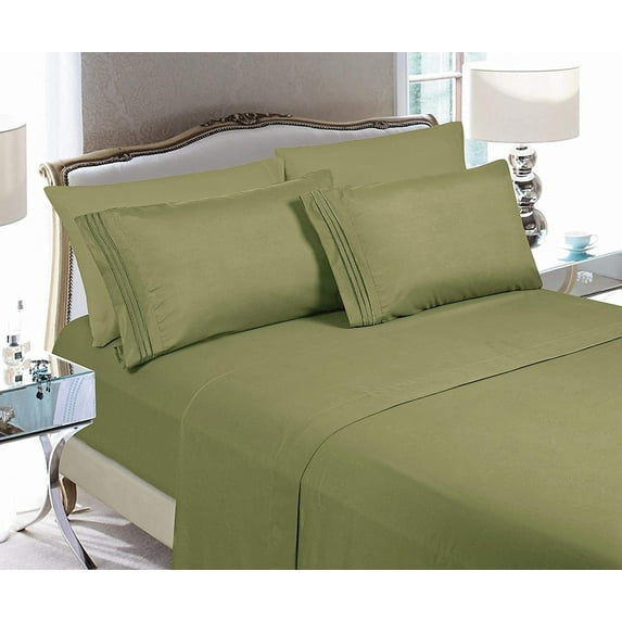 California King Sheet Set - Breathable, Wrinkle-Free, Fade-Resistant Microfiber Bedding - Deep Pocket, Easy Care, 4-Piece Set - California King, Sage Green