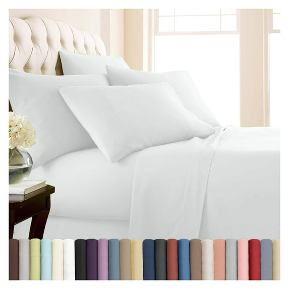 California King Sheet Set, Deep Pockets, 6-Piece Hotel Collection Bedding, Cal King Size White Sheets Set, Deep Pocket Fitted, Oversized Flat Sheet, 4 Pillow Cases, White