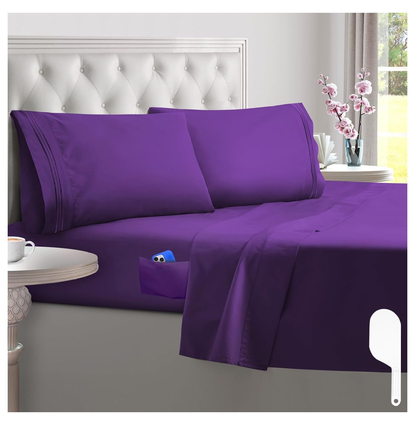 California King Sheet Soft Microfiber 4 Piece Bed Sheets 21" Deep