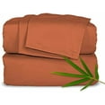 thumbnail image 1 of California King Sheets by , Genuine 100% Organic Viscose Derived from Bamboo Bed Sheet Set, Soft & Cooling, Double Stitching, Lifetime Quality Promise (California King, Terracotta), 1 of 9
