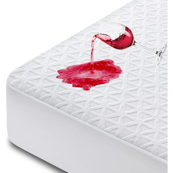 California King Size 100% Waterproof Mattress Protector, Cooling Bamboo Mattress Cover Fitted 8"-21" Deep Pocket, 3D Air Fabric Soft Breathable Bed Mattress Pad Cover Noiseless Washable (White, Full)