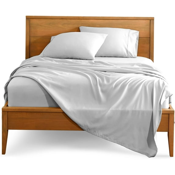 California King Size 500-Thread-Count 4-PCs Bed Sheet Set, 100% Pure Egyptian Cotton Sheets, Fits Mattress Upto 6-9" Deep Pocket, Solid Pattern, Silver Grey