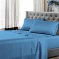 thumbnail image 1 of California King Size 600 Thread Count Luxury Extrasoft 100% Egyptian Cotton 4 Piece Sheets Set in Hotel Quality Mediterranean Blue Solid, 1 of 5