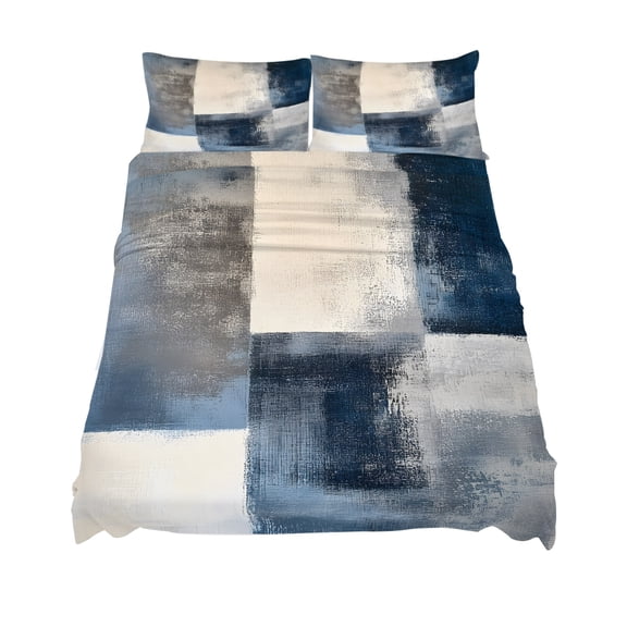 California King Size Abstract Art Sheet Sets Blue Gary Collage Color Block Oil Painting Soft Breathable Microfiber Bed Sheets 4 Piece Bed Sheets Set, 1 Fitted Sheet, 1 Flat Sheet & 2 Pillowcases