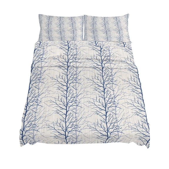 California King Size Abstract Blue Sheet Sets Tree Branch Pattern Soft Breathable Microfiber Bed Sheets Deep Pockets 4 Piece Bed Sheets Set, 1 Fitted Sheet, 1 Flat Sheet & 2 Pillowcases