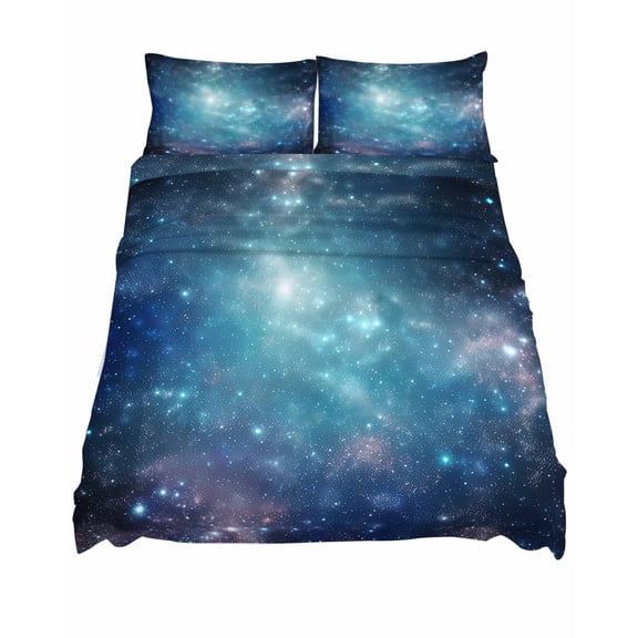 California King Size Abstract Galaxy Sheet Sets Beautiful Starry Sky Soft Breathable Microfiber Bed Sheets Deep Pockets 4 Piece Bed Sheets Set, 1 Fitted Sheet, 1 Flat Sheet & 2 Pillowcases