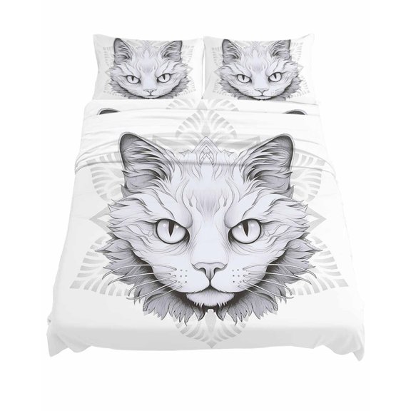 California King Size Animals Pet Sheet Sets Cat Flowers and Kitty Soft Breathable Microfiber Bed Sheets Deep Pockets 4 Piece Bed Sheets Set, 1 Fitted Sheet, 1 Flat Sheet & 2 Pillowcases