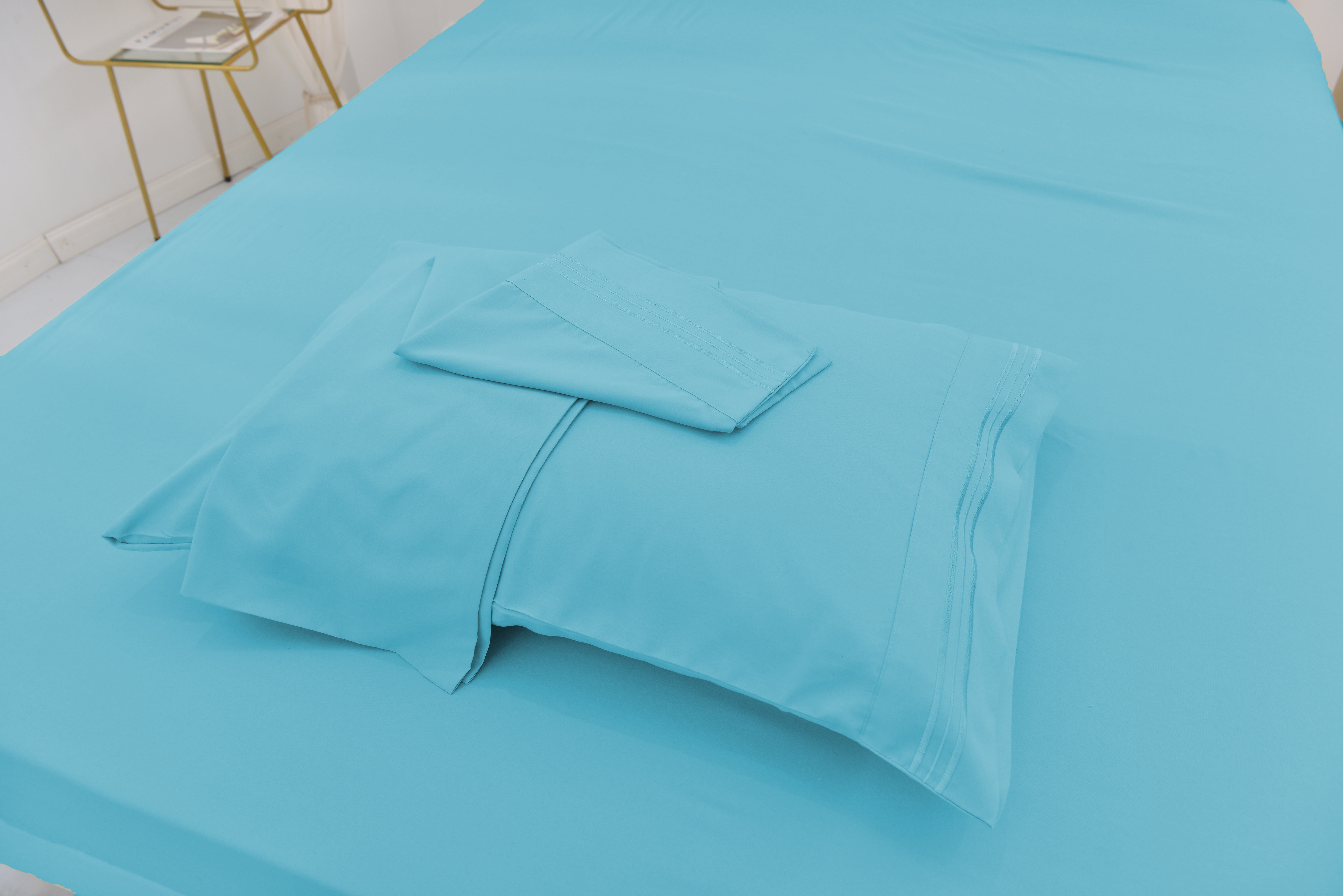 California King Size Bamboo Derived Rayon Bed Sheet Set - Softer than Cotton Sheets King Size - Wrinkle Free - 16" Deep Pockets - 4 Piece - 1 Fitted Sheet, 1 Flat, 2 Pillowcases California King Aqua