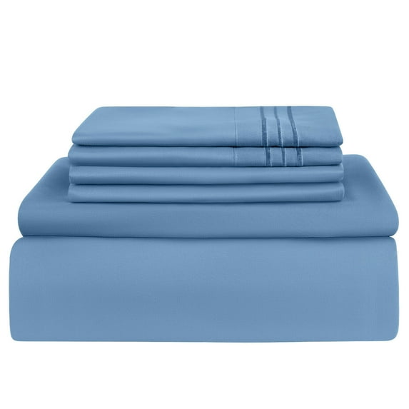 California King Size Bed Sheets Set, 1800 Series 6 Piece Bedding Sheet & Pillowcases Sets w/ Deep Pockets, Machine Washable