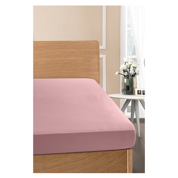 California King Size Blush Pink Plain Adult Fitted Sheet 100% Cotton 1-Piece by Rosyn Home