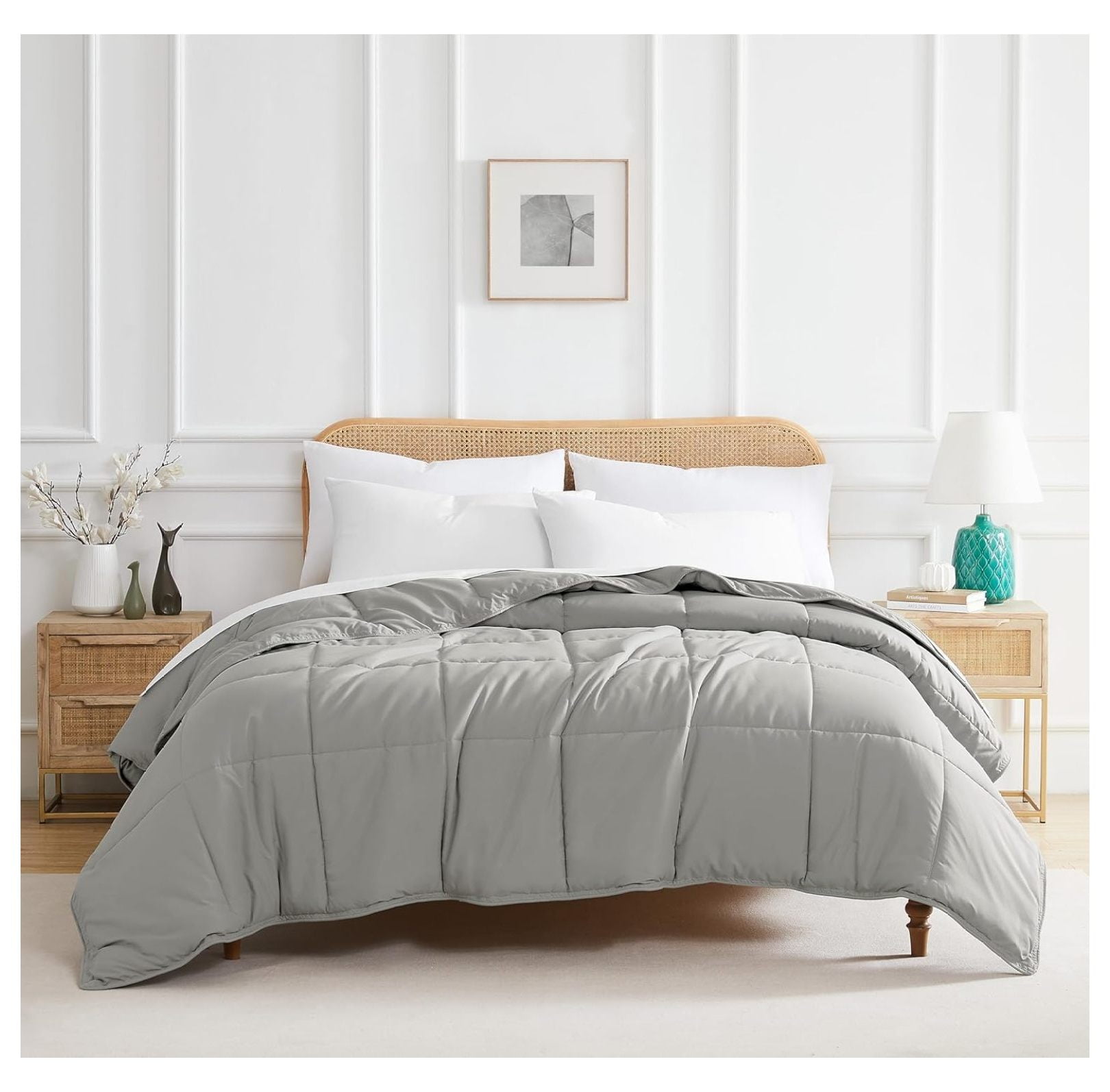 California/King Size Comforter, Pet Hair Resistant Bedding Comforters, Easy Care Oversized Down-Alternative Grey Comforters, Cal/King, Steel Grey