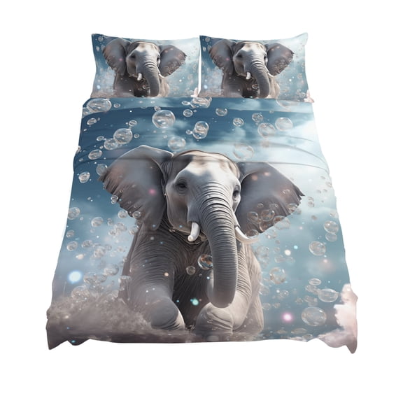 California King Size Cute Elephants Sheet Sets Fantasy Bubbles Soft Breathable Microfiber Bed Sheets Deep Pockets 4 Piece Bed Sheets Set, 1 Fitted Sheet, 1 Flat Sheet & 2 Pillowcases