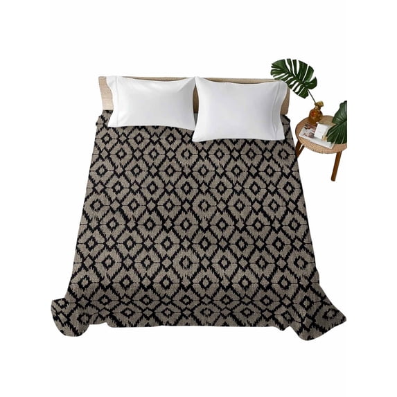 California King Size Flat Sheet Only, Abstract Contemporary, Soft Brushed Microfiber Bed Sheets, Solid Minimalist Geometric Hotel Quality Breathable Bedding Top Sheet, Easy Care, 108"x98"