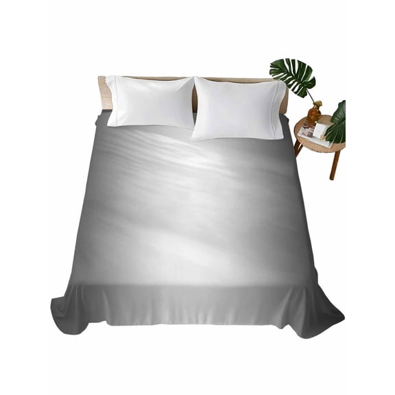 California King Size Flat Sheet Only, Black Ombre Soft Brushed Microfiber Bed Sheets, Black Grey White Gradient Modern Abstract Art Hotel Quality Breathable Bedding Top Sheet, Easy Care, 108"x98"